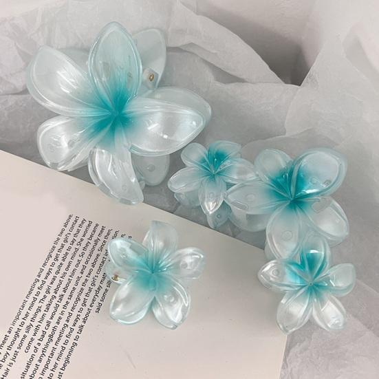 Форма цветка, пляжный отдых, зажим в виде акулы, градиент цвета, противоскользящие зубы, задняя часть головы, сильная ручка, коготь для волос, аксессуары для волос