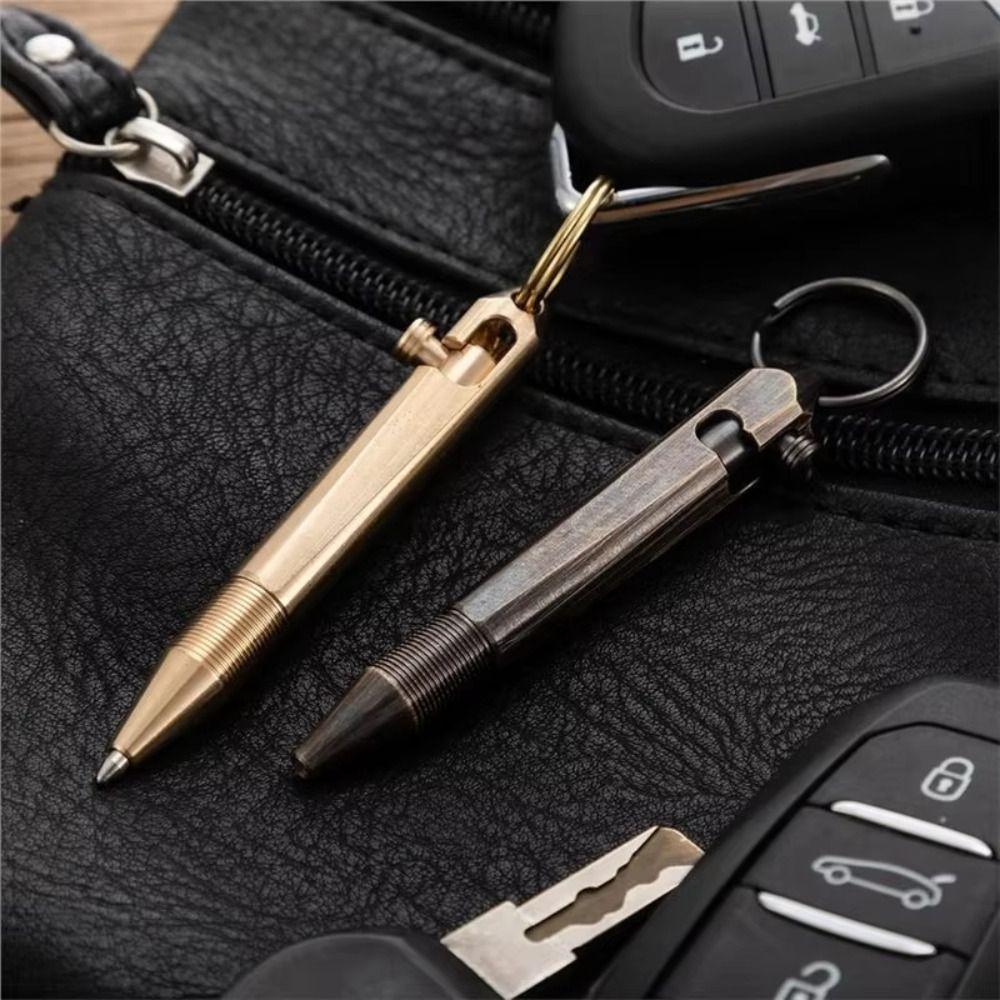 All-Metal Mini Brass Pen Easy Carry Neutral Ballpoint Pen Travel Pocket Pen Writing Instruments