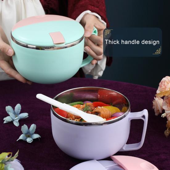 Чаша для лапши 900 мл/1200 мл с крышкой, противоожоговая ручка, сливное отверстие, японский стиль, миска для рамэна с двойными стенками, кухня