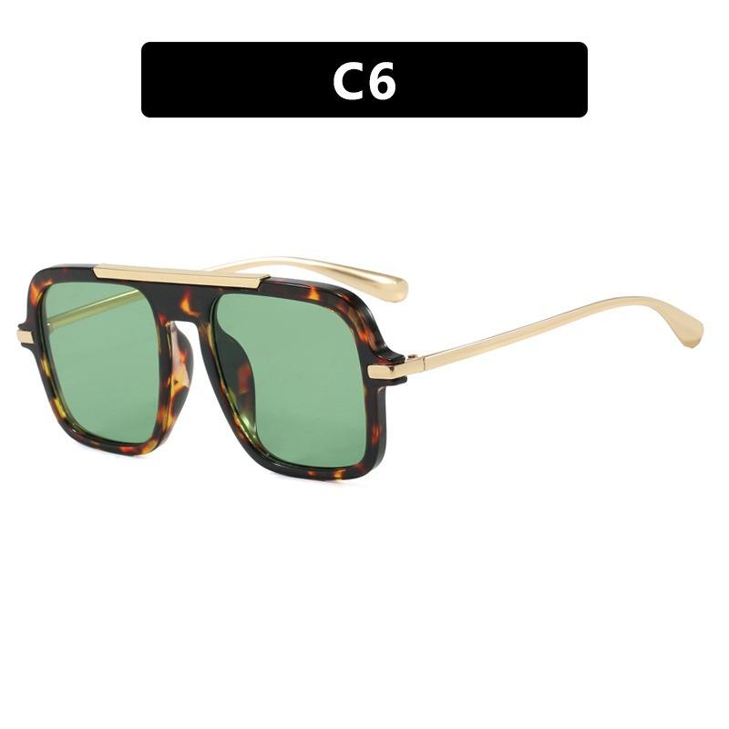 Vintage Colorful Metal Conjoined Square Sunglasses Women Men Retro Trend Sun Glasses Climbing Camping Glasses