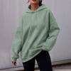 Женский осенне-зимний однотонный пуловер с капюшоном, флисовая короткая модная толстовка с длинными рукавами