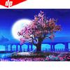 5D DIY Diamond Painting Embroidery Peach Blossom And Moon Diamond Mosaic Cross Stitch