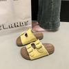 Belt Buckle Round Head Leaking Toe Half Slippers Women's 2025 Summer New Outer Sandals Retro Casual Beach Women's Shoes