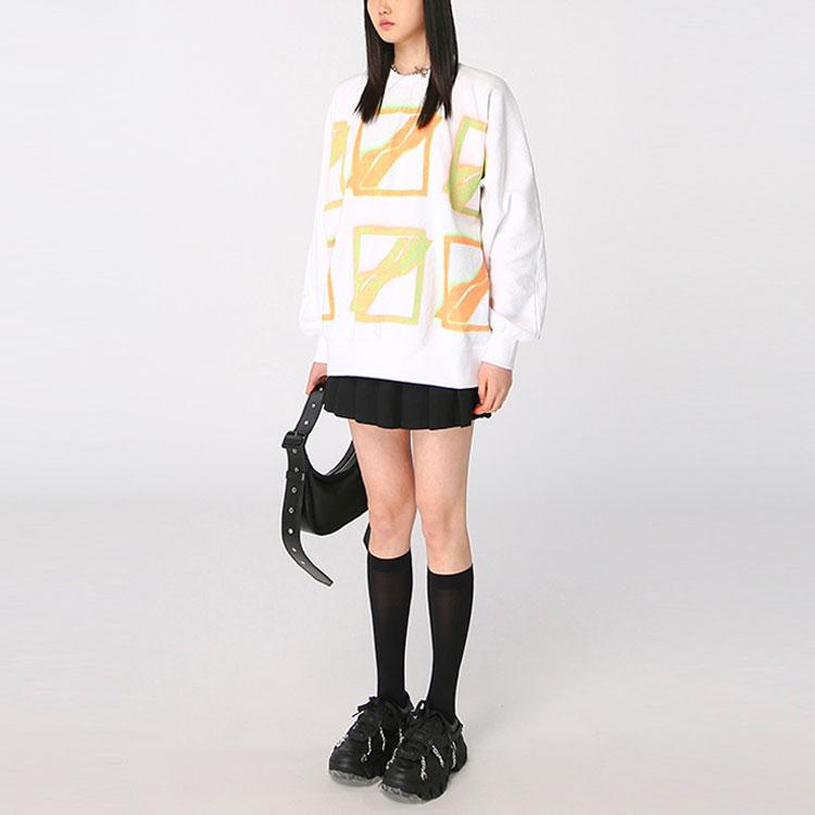 We11done Ss21 Logo All Over Print Pullover Sweatshirt Unisex sweatshirt White WD-TS1-21-510-U-WH