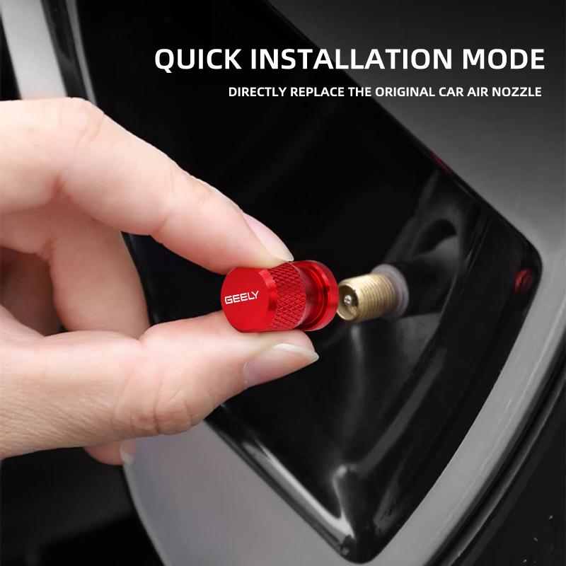 4Pcs Car Wheel Tire Valve Caps Tyre Stem Covers Airdust Waterproof For GEELY coolray Starray emgrand emgrand tugella Car Decor