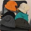 Casual Distressed Hole Female O-Ring Winter With Pins Knitted Hat Beanie Hat Warm Cap Solid Color