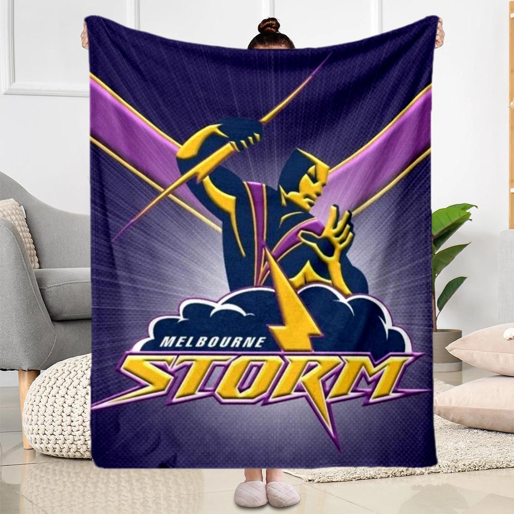 Melbourne Storm Team Logo blankets Suitable for sofas, travel, living rooms also a good gift for friends and family Suitable for all seasons.
