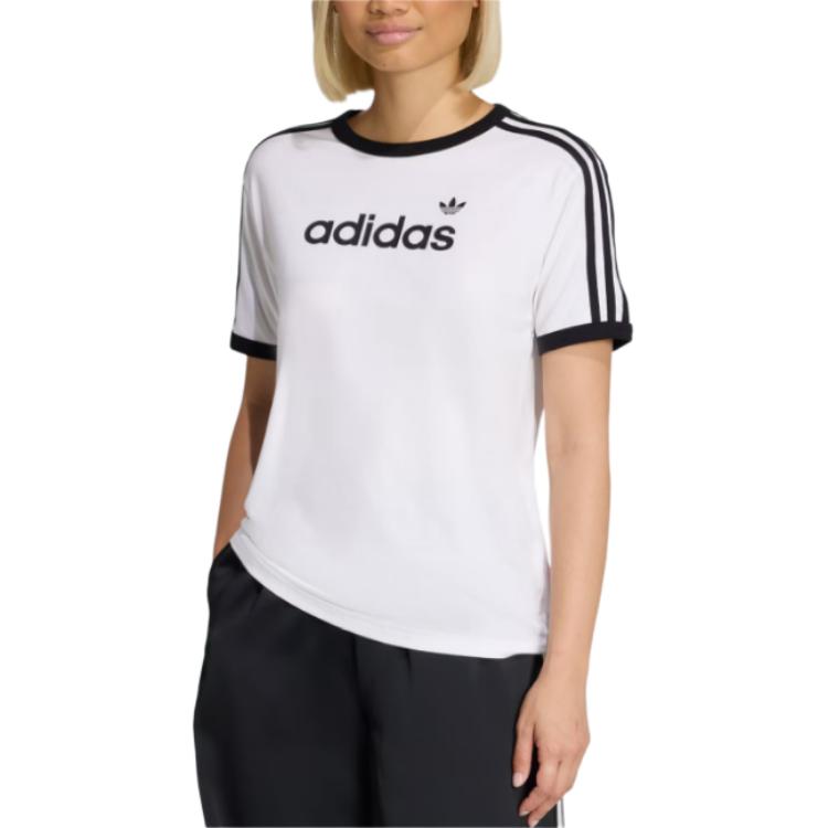 adidas Женская футболка с круглым вырезом и коротким рукавом с логотипом Originals Топы KC9012
