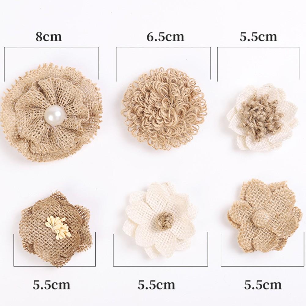Floral Home Decor Flowers Set Beige Burlap Flowers