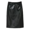 Women Skirt High Waist Back Slit Design Faux Leather Midi Skirt Solid Color