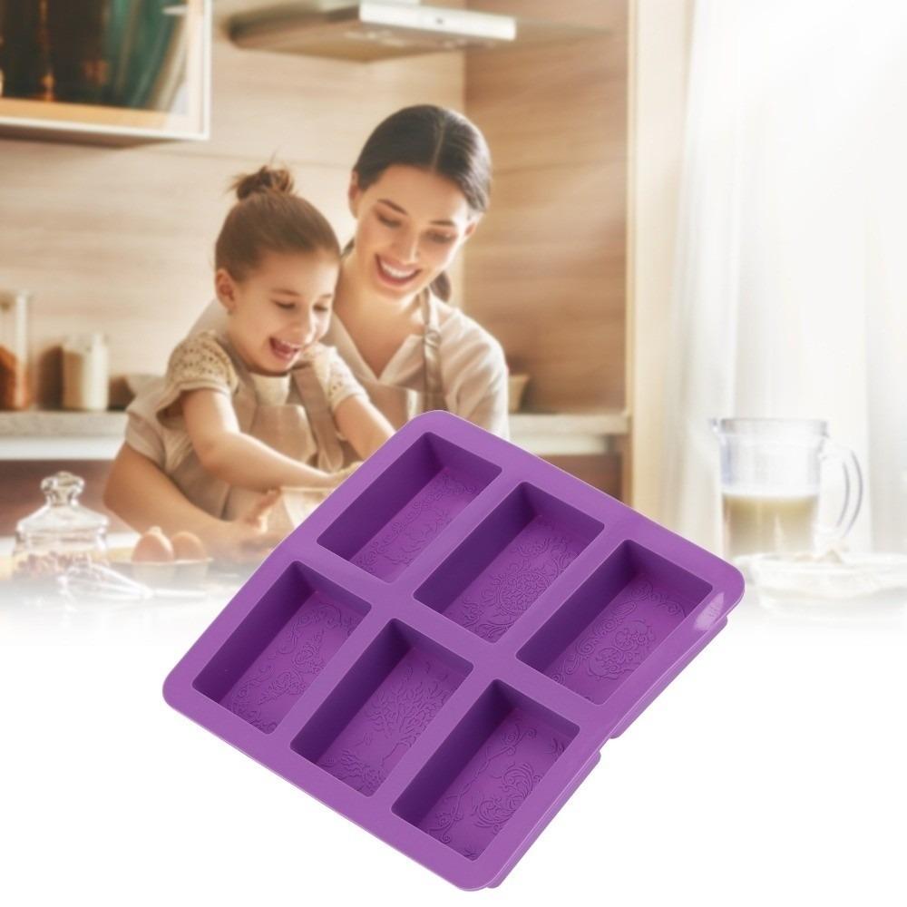6-Cavity Design Soap Molding Case Flexible Silicone Cake Mold Set Silicone Soap Mold Handmade Soap