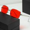 Red Fashion Square Sunglasses Men Women Trend Street Alloy Frame Glasses for Beach Tourism