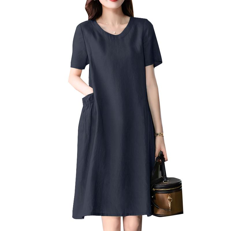 ZANZEA Женское повседневное свободное платье с коротким рукавом и круглым вырезом, летнее платье