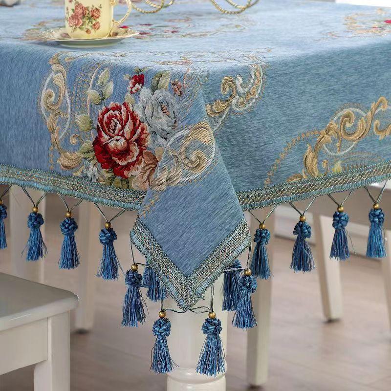 Роскошная круглая скатерть в европейском стиле с кисточкой, вышитая крышка стола для свадебного декора, рождественская круглая скатерть