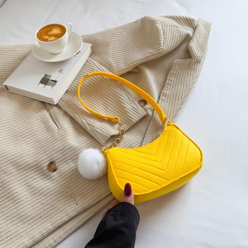1Pcs Simple Light Weigh Underarm Bags Women'S Mini Felt Shoulder Bag Ergonomic Underarm Saddlebag Purse Shoulder Pouch