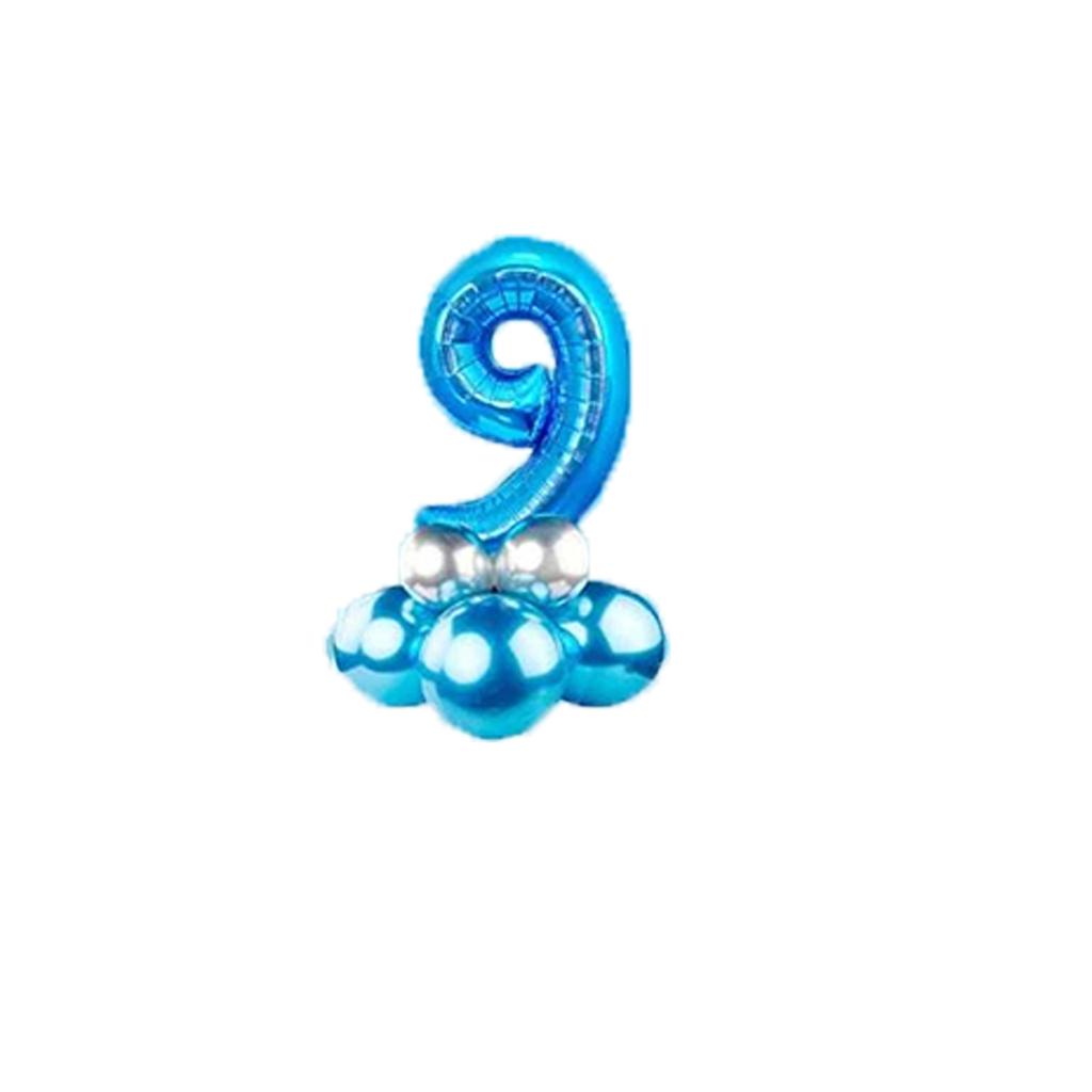 Синий воздушный шар с номером, фольгированные шары для мальчика, маленький принц, украшения для вечеринки в честь 1-го дня рождения, детский юбилей 2 лет
