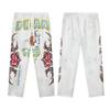 DUAA Мужские Винтажные Стиранные Белые Спортивные Штаны с Принтом Тотем Сердце Буквы На Шнурке Эластичный Пояс Свободные Прямые Штаны Хип-Хоп Уличная Одежда