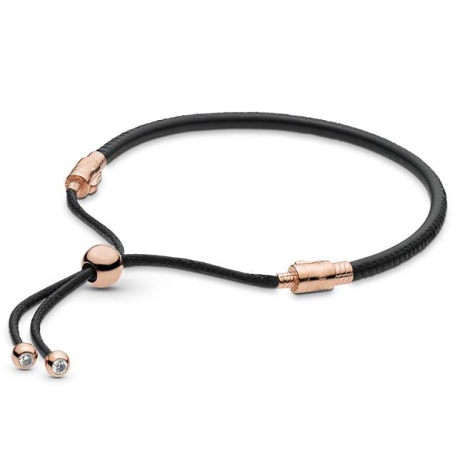 Pave Heart Star String Of Beads Sliding Clasp Adjust Wrist Bracelet Fit Sterling Tone Bangle Bead Charm Diy JewelryFashion Bracelets