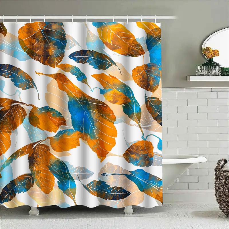Креативная художественная водонепроницаемая и устойчивая к плесени шторка для душа, современный простой дизайн с рисунком листьев, занавеска для ванной