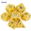 7 Pcs Golden Black Metal Dice Maze Hollow Metal Polyhedral Dice Set Suitable for Role-Playing RPG Board Game Card Game