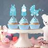12 шт. Розовые и голубые блестящие кексы для вечеринки по определению пола, украшения для торта, принадлежности для детской вечеринки и вечеринки по случаю дня рождения