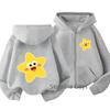 Cute Smiling Star Front Back Graphic Zip Up Hoodie For Kids Long Sleeve Loose Warm Daily Cartoon Print Boys Girls Jacket