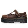 New Thick-soled T-strip Mary Jane Women's Shoes, Genuine Leather Low-top Small Leather Shoes, First-layer Crazy Horse Brown Muffin Sole