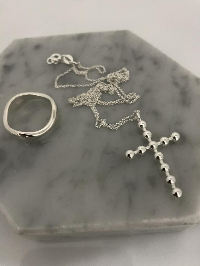 925 silver ball cross necklace