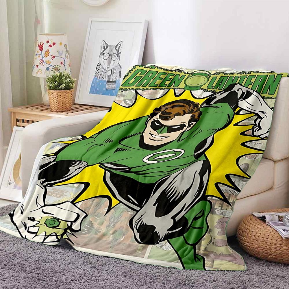 1pc Green Lantern Blanket Lightweight Flannel Throw For Sofa, Bed, Travel, Camping, Livingroom, Office, Couch, Chair, And Bed