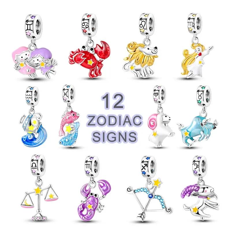 Медные Светящиеся Созвездия Шармы Скорпион Рак Подвеска Бусина Подходит для Оригинального Браслета DIY Тонкие Ювелирные Изделия Для Женщин Подарки