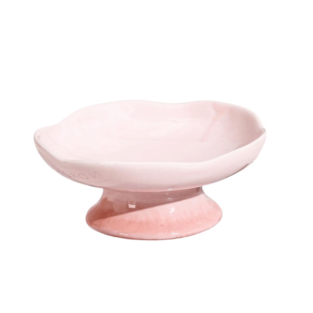 Flower Shape Ceramic Cat Bowl Anti-Tip Tall Footed Pet Food Water Feeders Anti-Slip Oblique Mouth Elevated Cat Bowl