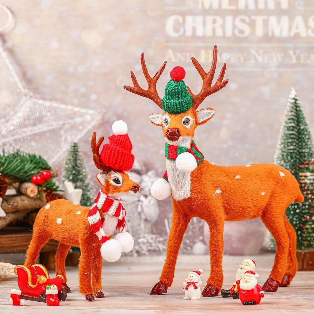 30 PCS Small Santa Hat for Crafts, Christmas Mini Knit Hat and Scarf Set, Tree Ornaments, Bottle Cap Decoration