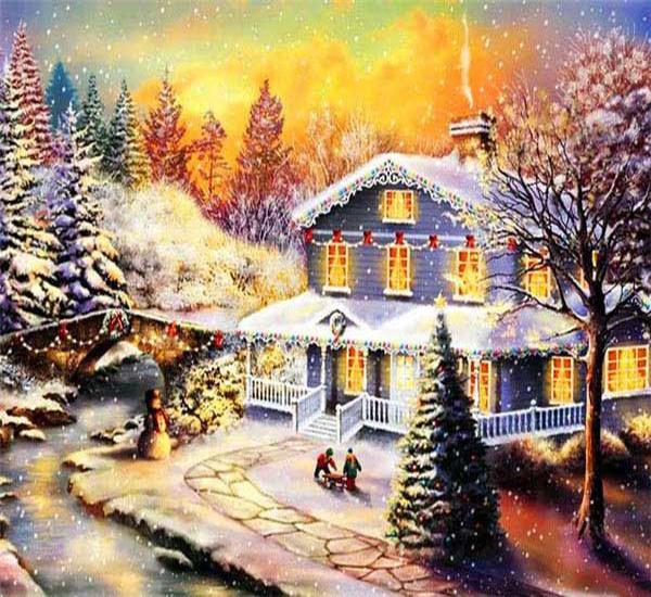 RUOPOTY Картина по номерам Зимний пейзаж Ручная роспись Художественный подарок DIY Картина по номерам Рождественские наборы Украшение дома