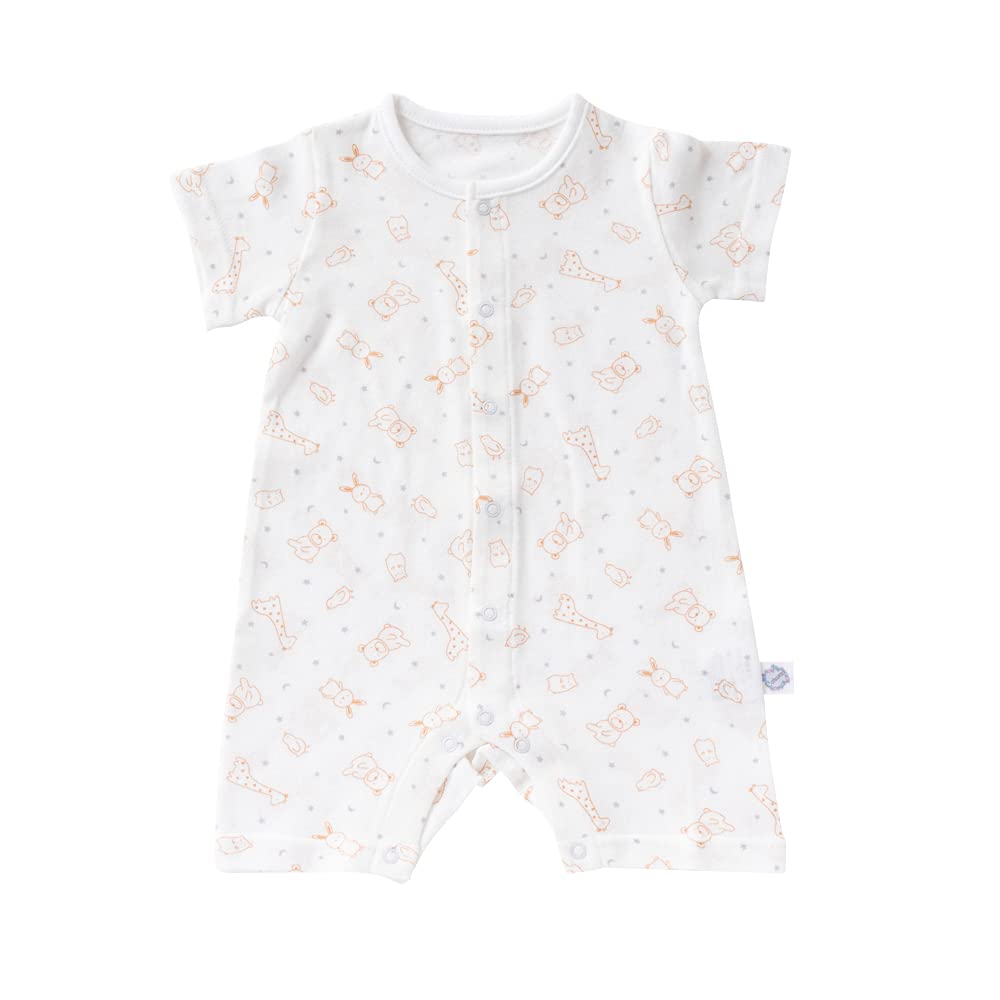 De Animal Pattern Relaxed Jersey Coveralls with Made In CA [Cream Coco] Ticket, Newborn, Baby, 100% Cotton, Japan, (Off White, 70)