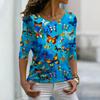 Women Autumn Tops Loose Blue Beautiful Butterfly Print Causal Long Sleeve T-shirt Top Blouse