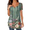 Women Tunic Tops Dressy Casual Summer Short Sleeve Shirts Loose Fit Pleated Boho Top