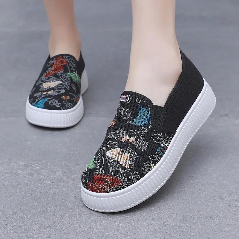 Модная корейская мода Дышащие женские парусиновые туфли 2025 Новинка Стильные предложения Высокое качество Удобные и элегантные 39 Женская обувь