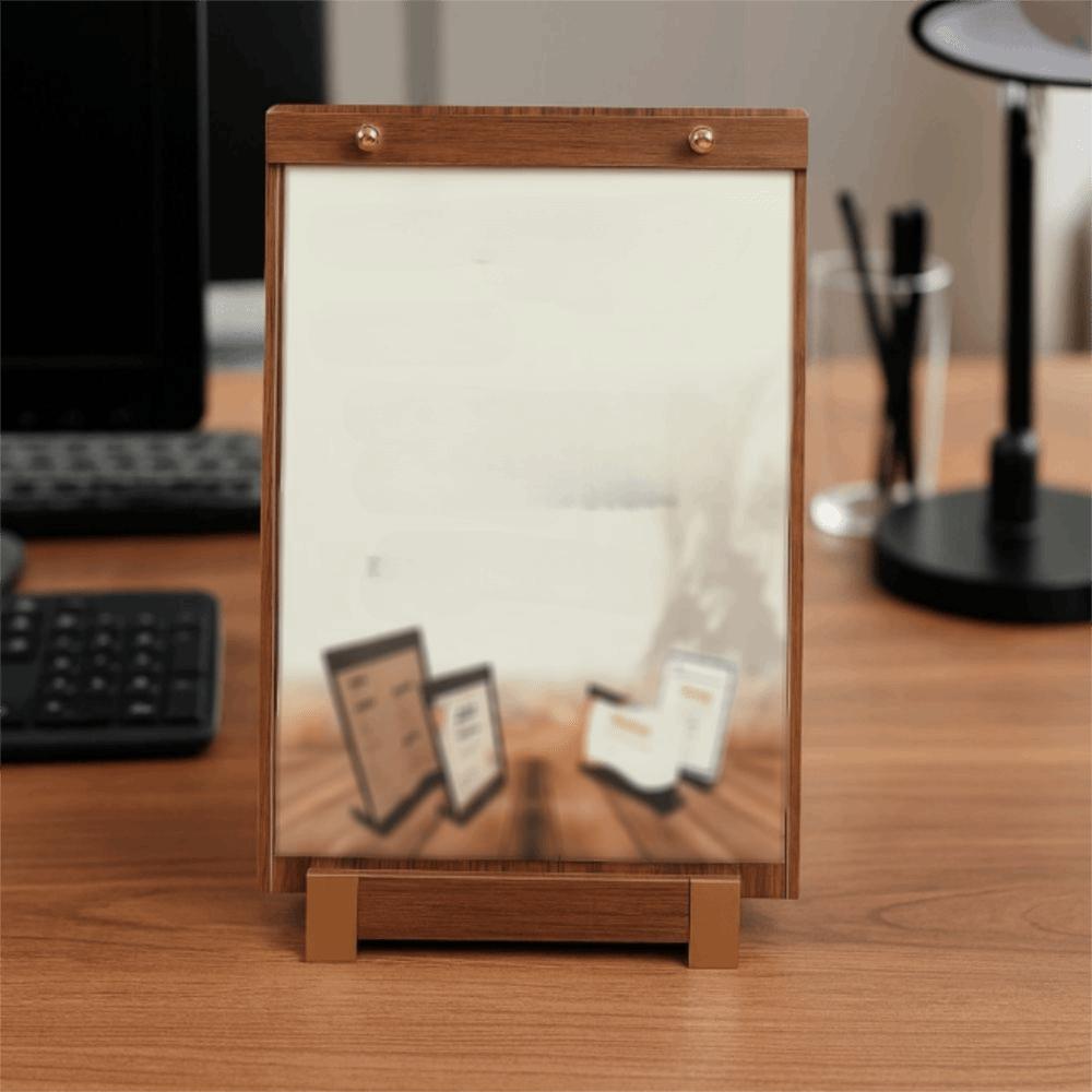 A4/A5 Walnut Wood Menu Clipboard Non-slip Base Table Top Sign Display Shelf Office