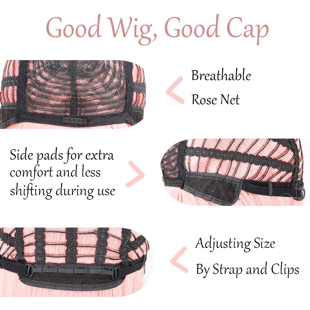 MERISIHAIR Long Straight Pink Wig with Bangs Synthetic Wigs for Women Black Blue Cosplay Wigs Heat Resistant Wig