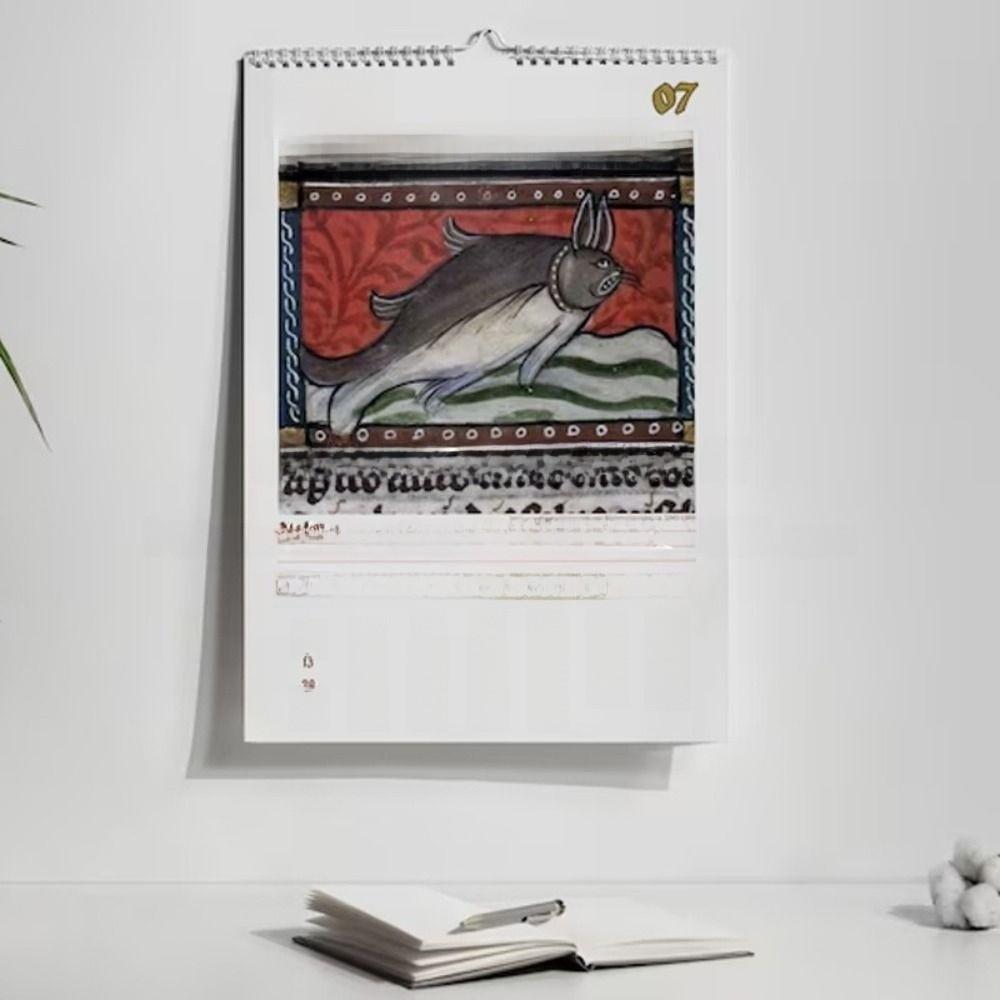 Daily Weekly Monthly Wall Calendar Medieval Horse Painting 12 Month Planner  For Bedroom