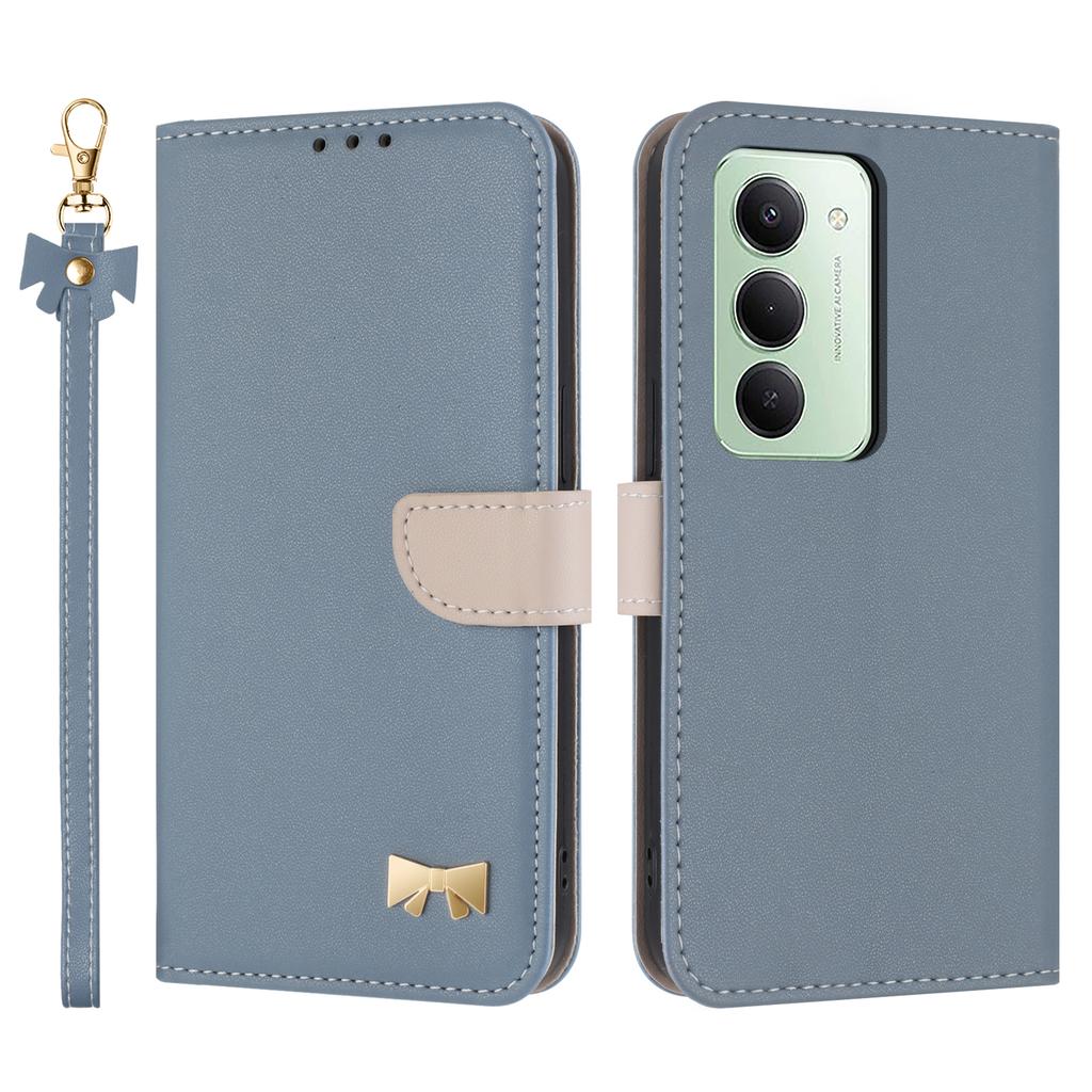 For Xiaomi Redmi 15 4G (EU) (171mm) Case Bowknot Decor Wallet Leather Phone Cover with Wrist Strap