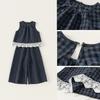 Kid Summer Sleeveless Top And Pants Set With Checkered Pattern And Lace Design For Kids Ages 8 And Up