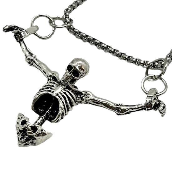 Скелет автомобиля Висячие украшения Преувеличенная готика Винтаж Хип-хоп Панк Цинковый сплав Череп Ожерелье Авто Интерьер Зеркало заднего вида Скелет Очарование