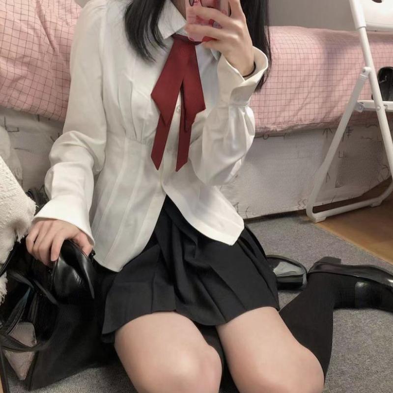 Сексуальные белые женские блузки Deeptown, туники, корейская модная рубашка, шикарная Harajuku, элегантный элегантный женский японский стиль, повседневная JK Slim