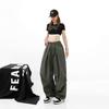 Американские уличные танцы Хип-хоп Быстросохнущие Брюки карго на кулиске Джаз Женские Новые Однотонные С высокой талией Карман Свободные Прямые Брюки