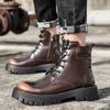 Модные мужские удобные ботинки для мотокросса с толстой подошвой, мужские уличные высокие ботинки 2024 года из натуральной кожи, универсальные мужские теплые зимние ботинки