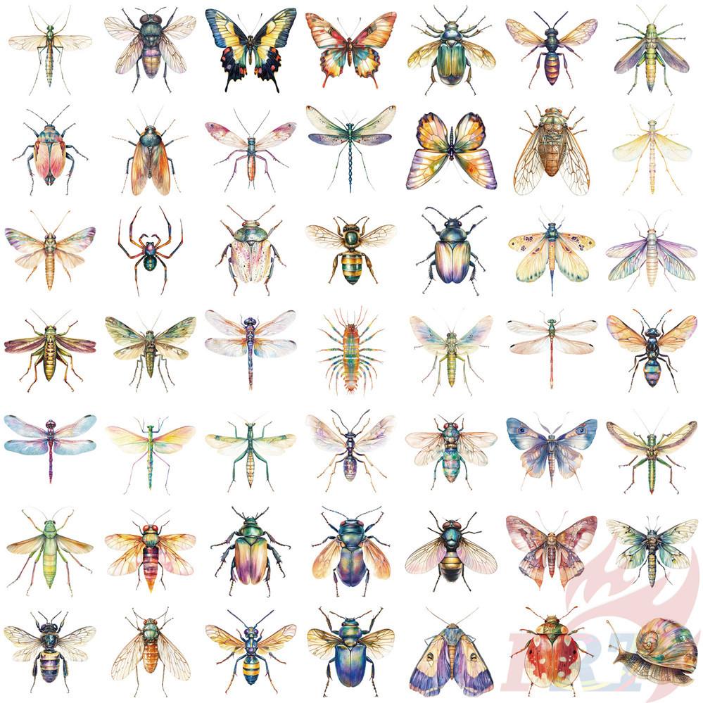 50Pcs/Set Colorful Insects PET Clear Stickers Waterproof DIY Fashion Doodle Decals Stickers (5 Styles)