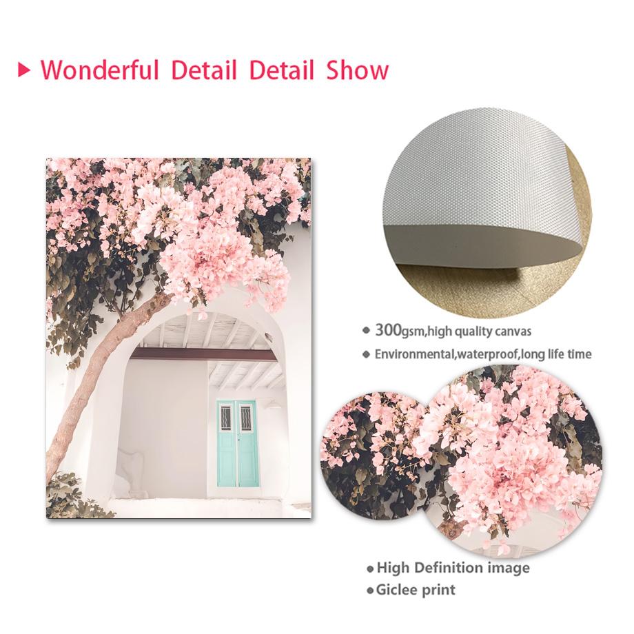 Santorini Greece Island Aegean Sea Sakura Wall Art Canvas Painting Nordic Posters And Prints Wall Pictures For Living Room Decor