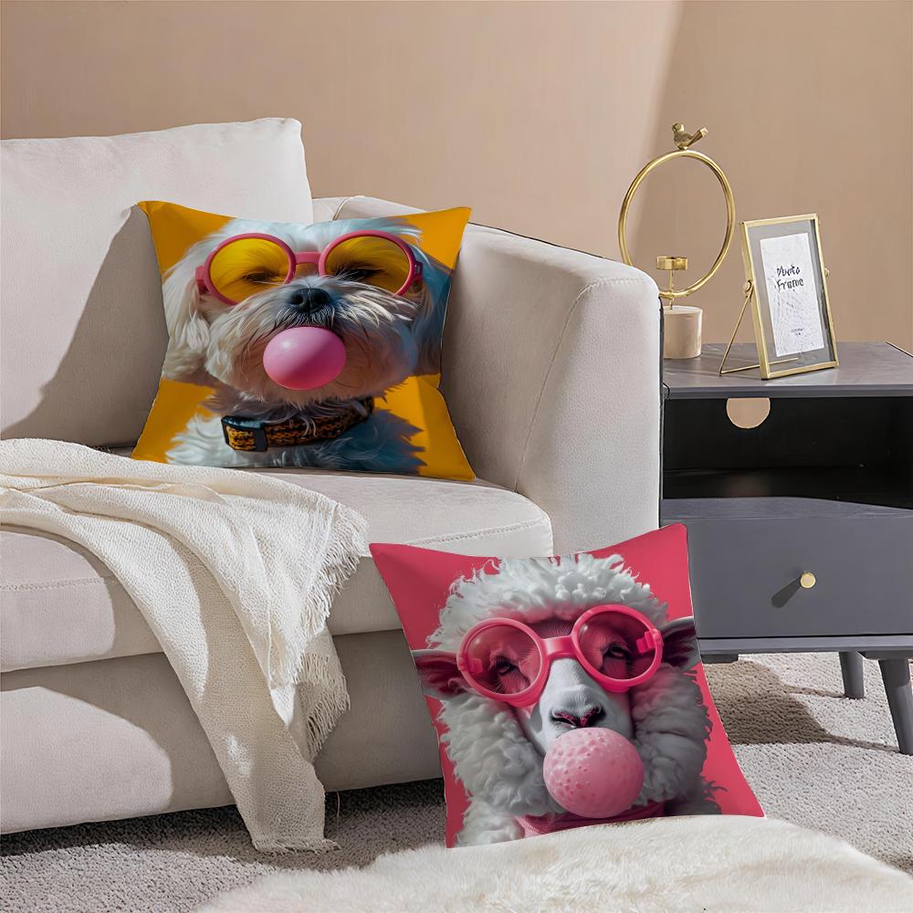 Cute Colorful Art Animal Bubble Fashion Tiger Cushion Cover Throw Pillow Cover Hidden Button Durable Polyester Chair Cushion