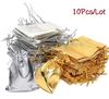 10 шт. серебряного цвета, золотистого цвета, металлизированная фольга, органза, сумки, рождественские свадебные сувениры, подарки, конфеты, сумки